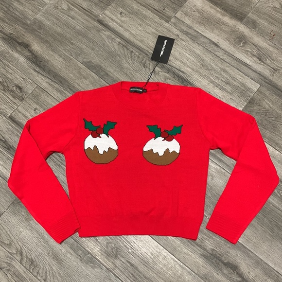 ⚡️🆕 Crop top christmas pudding ugly Christmas sweater - Picture 6 of 15